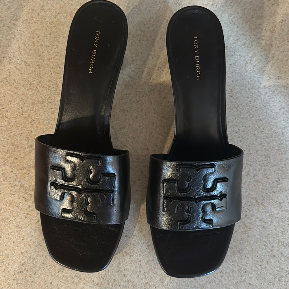 Ladies black Logo mule Tory Burch Sandal